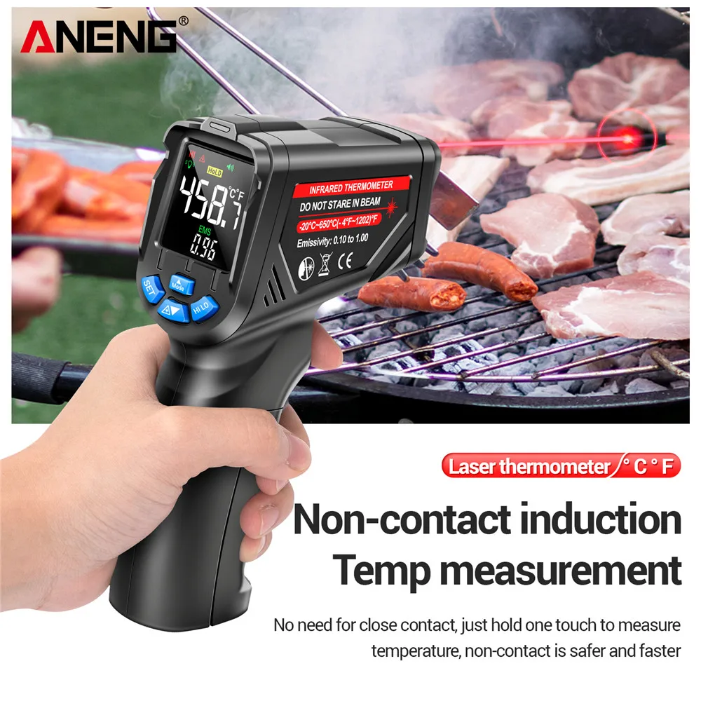 Industrial Laser Thermometer Gun - Termometro a Infrarossi Digitale Senza Contatto