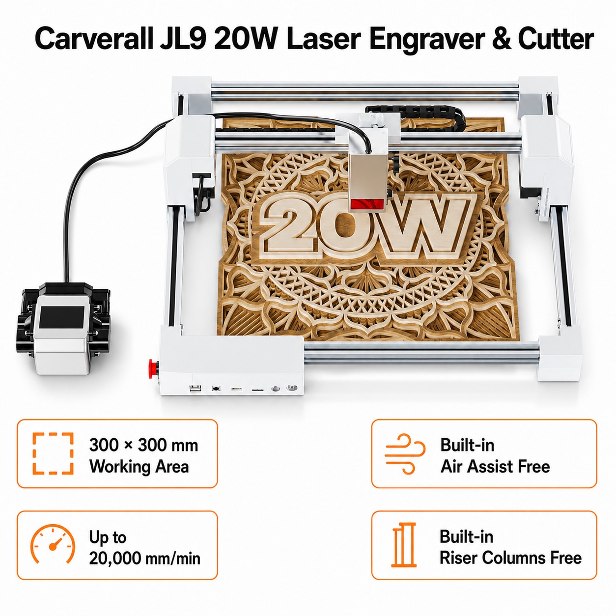 Industrial Laser Tool - Carverall JL9 20W Incisore e Tagliatrice