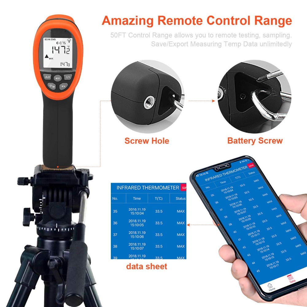 Industrial Laser Thermometer Gun - Termometro IR senza contatto con pirometro