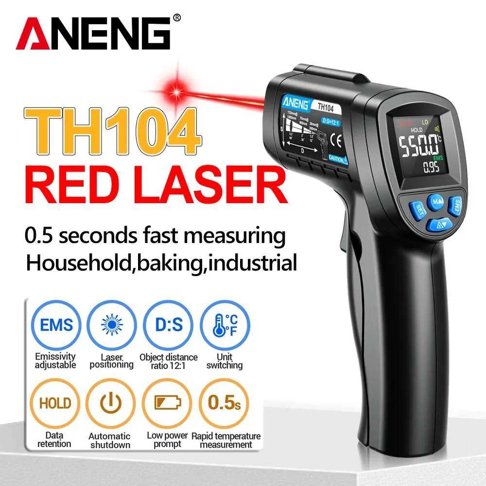 Industrial Laser Thermometer Gun - ANENG TH104 Termometro a Infrarossi Portatile