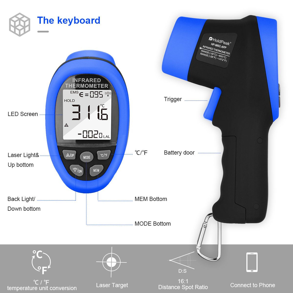 Termometro a infrarossi HoldPe - Industrial Laser Temperature recensione e prezzo
